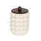 Hello Honey® White Raised Dots Stoneware Canister with Acacia Wood Lid